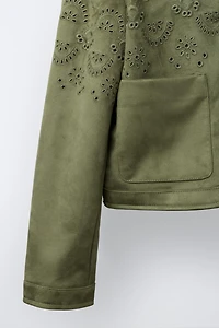 VESTE EFFET DAIM BRODERIES