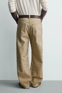 WASHED PRINT STRAIGHT FIT PANTS