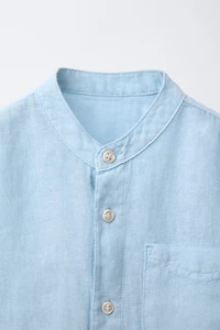 LINEN MANDARIN COLLAR SHIRT