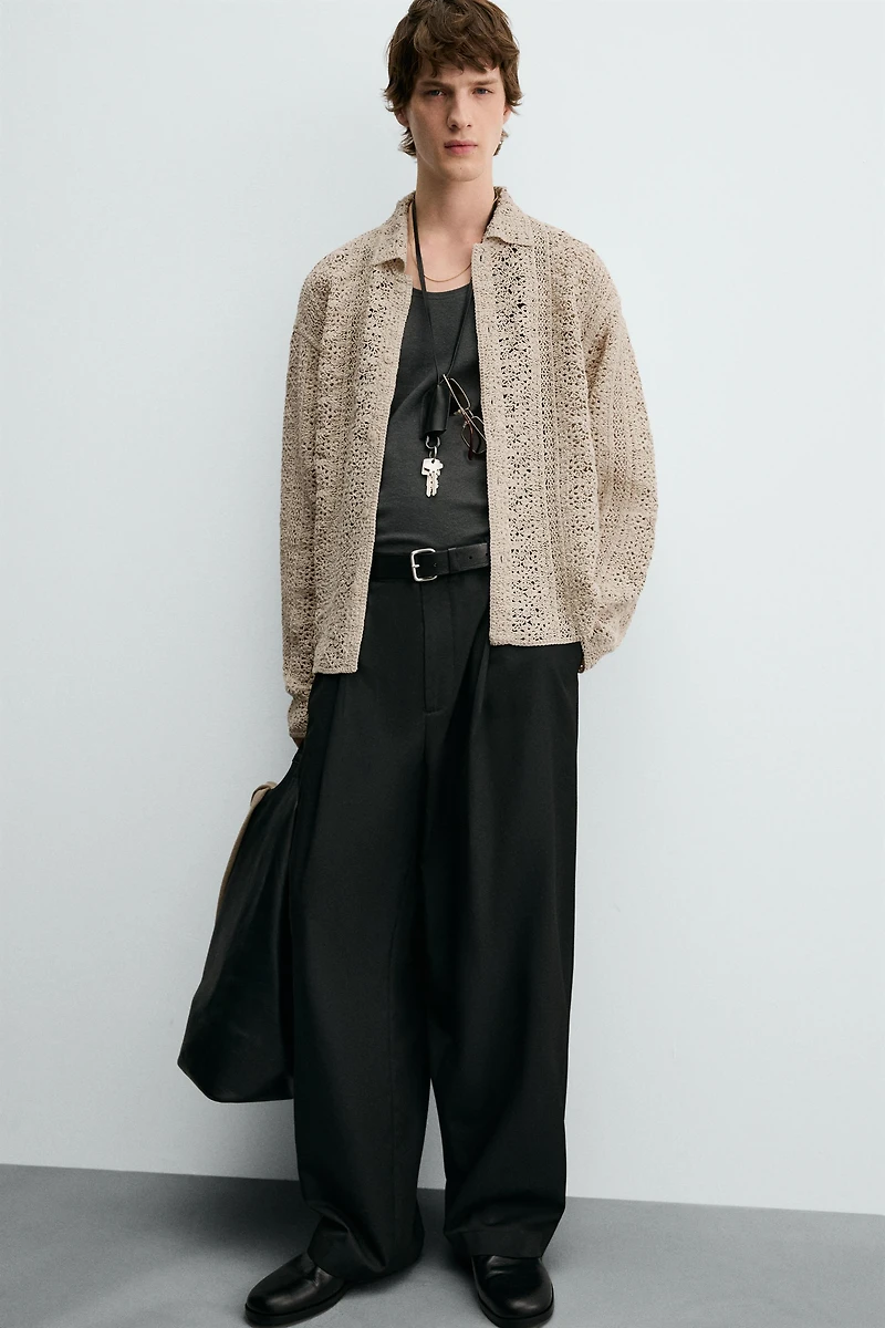 CROCHET TEXTURED OVERSHIRT
