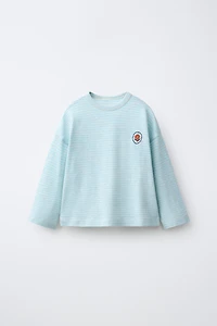 T-SHIRT BRODÉ À RAYURES TISSÉES
