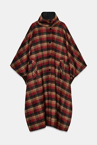 PLAID WOOL CAPE ZW COLLECTION LIMITED EDITION