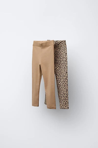 LOT DE DEUX LEGGINGS UNIS ET IMPRIMÉS