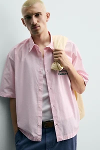 COMBINATION GRAPHIC PLAID SHIRT