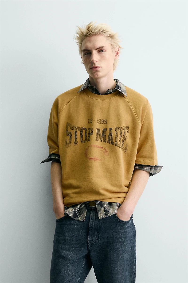 WASHED CONTRAST PRINT SWEATSHIRT