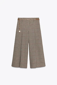 HOUNDSTOOTH BELTED LONG SHORTS