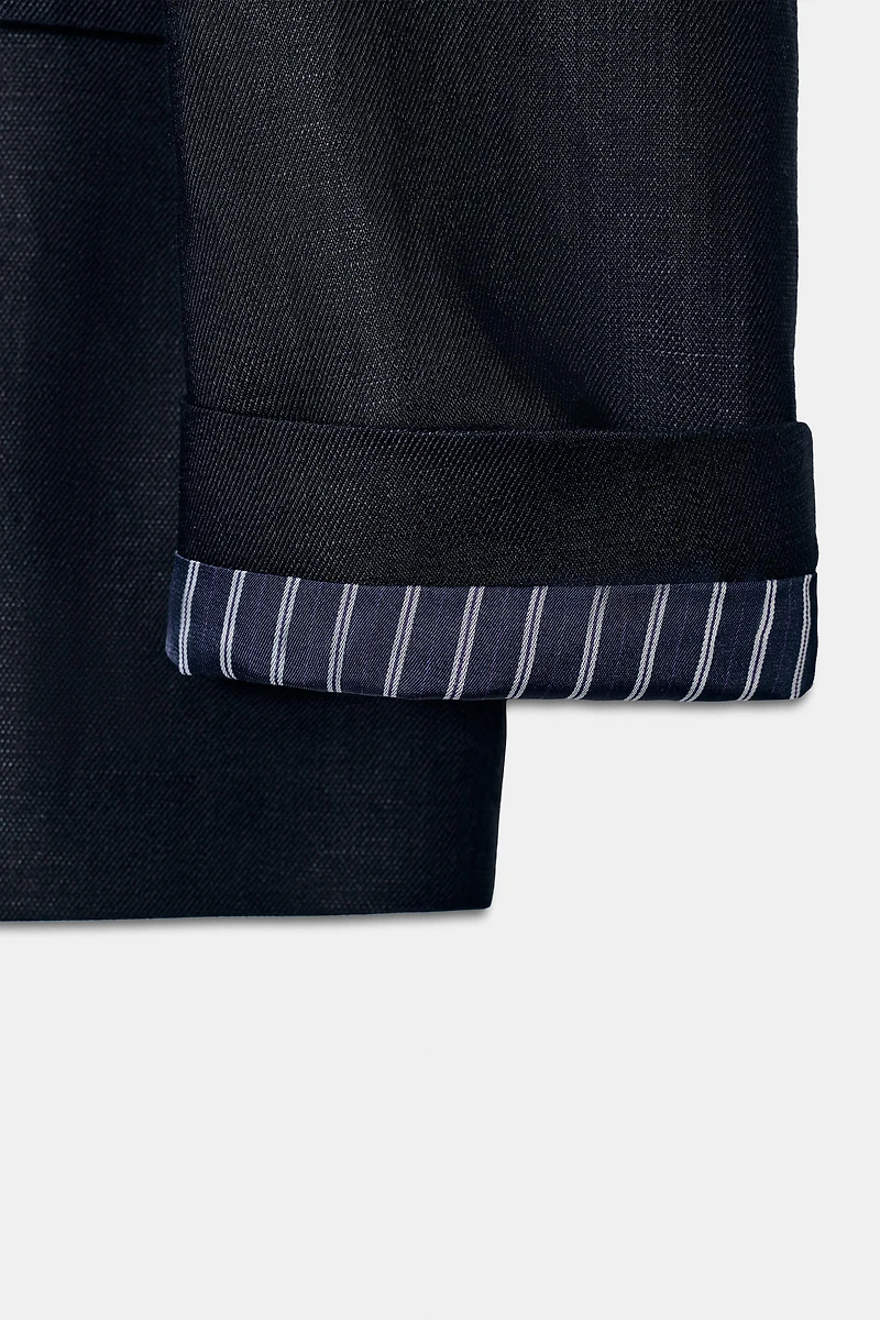 LINEN DOUBLE BREASTED BLAZER WITH ROLLED-UP SLEEVES
