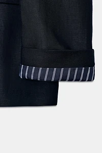 LINEN DOUBLE BREASTED BLAZER WITH ROLLED-UP SLEEVES