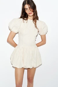 JACQUARD BALLOON MINI DRESS