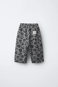 ANIMAL PRINT PLUSH STRAIGHT PANTS