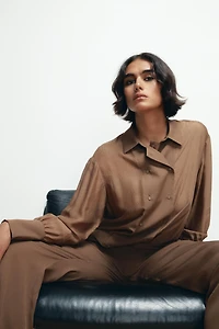 CHEMISE EN SOIE 100 % DOUBLE BOUTONNAGE
