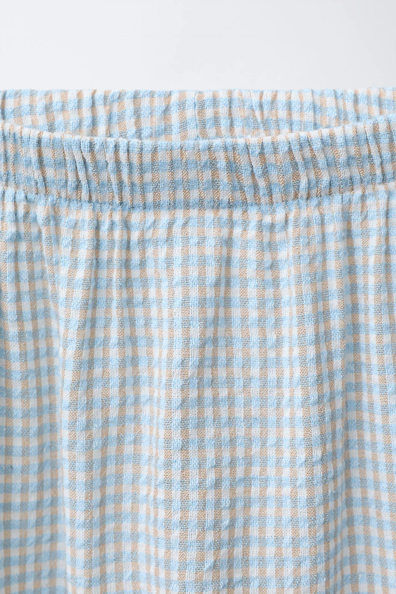 PANTALON TEXTURÉ À CARREAUX