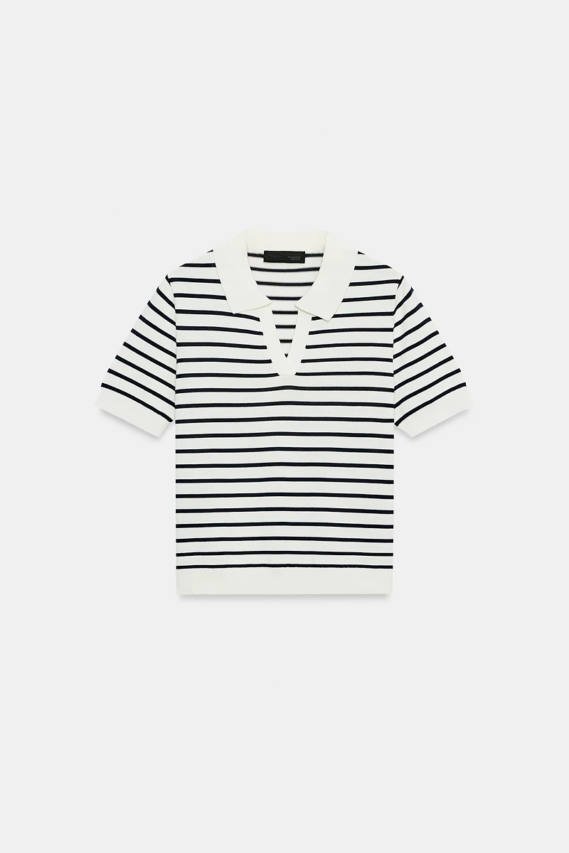 STRIPED SHORT SLEEVE KNIT POLO