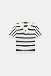 STRIPED SHORT SLEEVE KNIT POLO