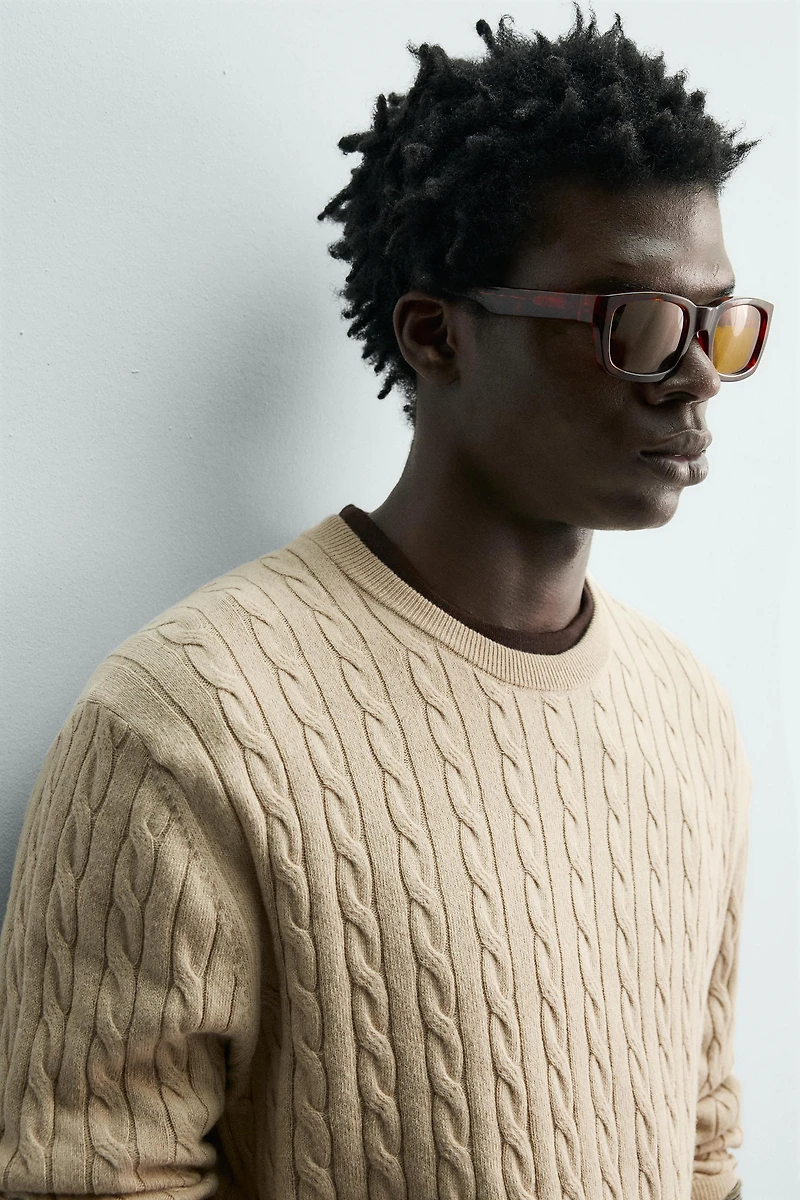 CABLE KNIT COTTON BLEND JUMPER