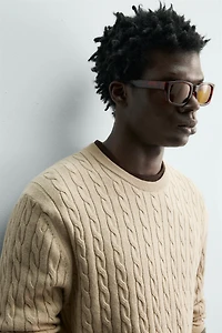 CABLE KNIT COTTON BLEND JUMPER