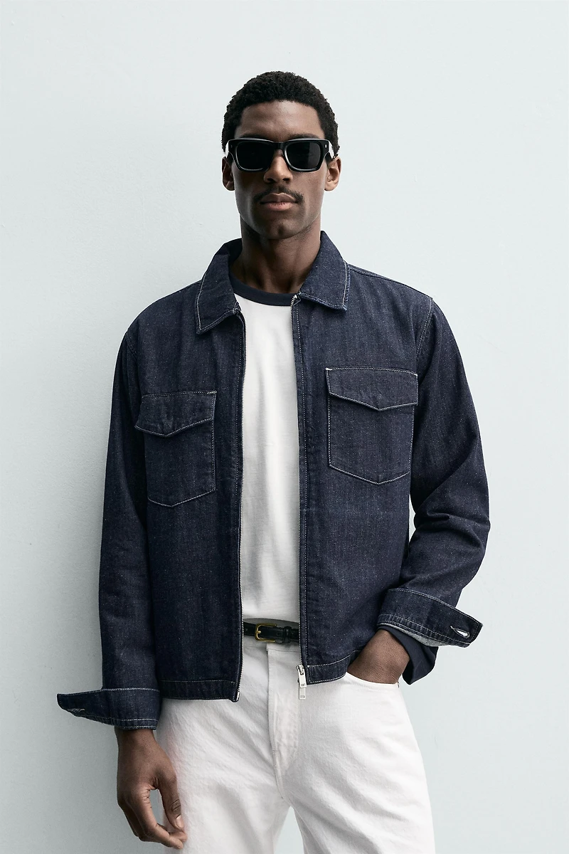 SURCHEMISE EN DENIM À FERMETURE ÉCLAIR