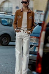 VESTE EFFET DAIM À CLOUS