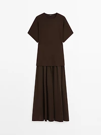 Knit dress with contrast gathered detail