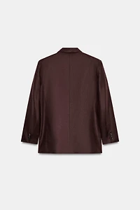 100% LINEN DOUBLE BREASTED BLAZER WITH SHOULDER PADS