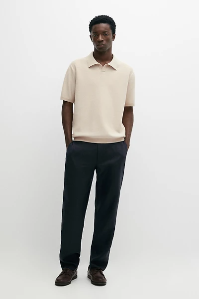 100% cotton contrast knit polo sweater