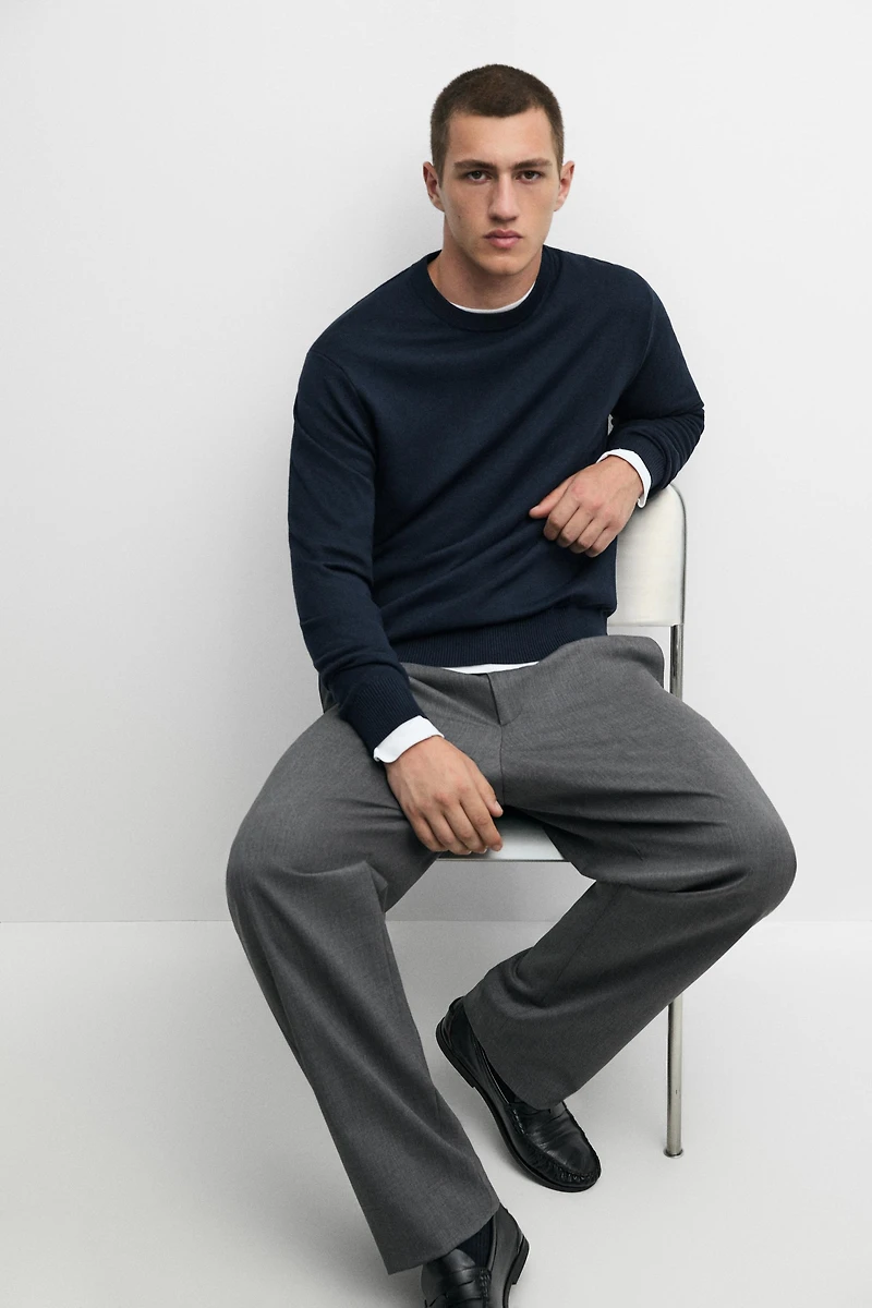 Cotton blend knit sweater