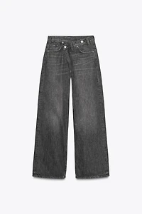 TRF HIGH WAIST CROSSOVER WIDE LEG JEANS