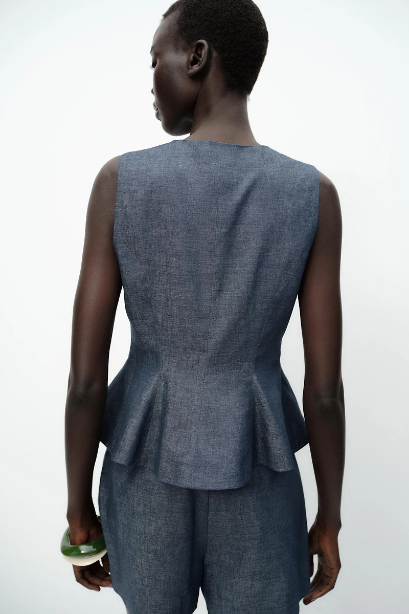 LINEN PEPLUM VEST
