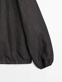 Linen blend bomber jacket