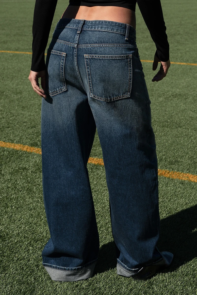 TRF MID-RISE BAGGY FOLDED JEANS