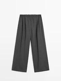 Wool blend trousers with elasticated waistband