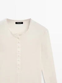 Button-up cotton T-shirt