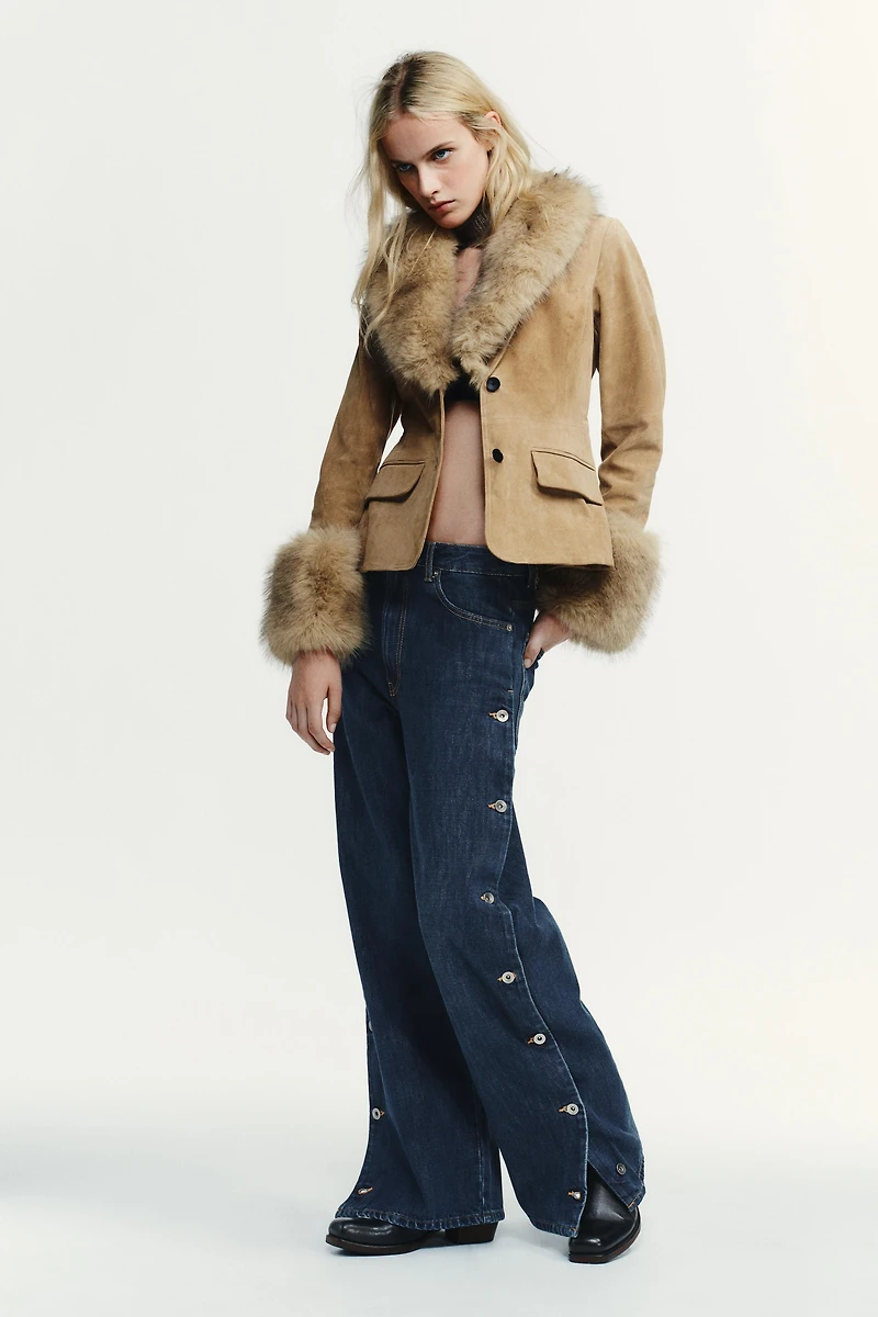 TRF MID-RISE BAGGY BUTTON JEANS