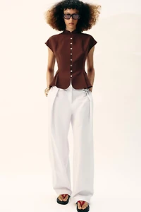 PLEATED PEPLUM TOP
