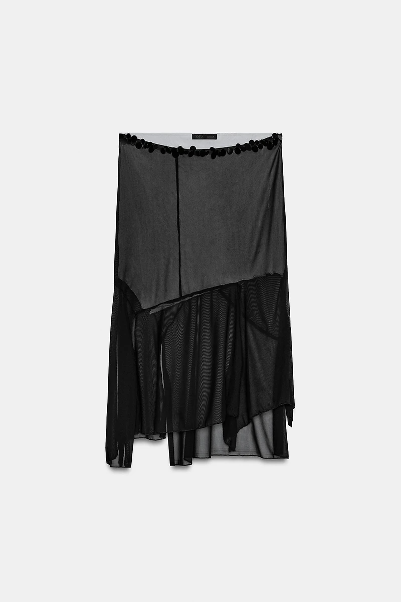 SEQUIN ASYMMETRIC TULLE SKIRT