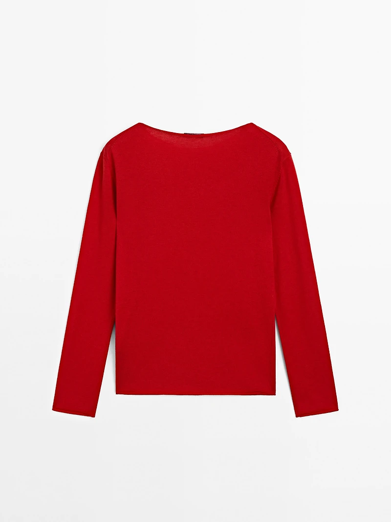 Pull laine à col bateau