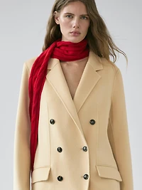 Manteau long croisé en laine mélangée