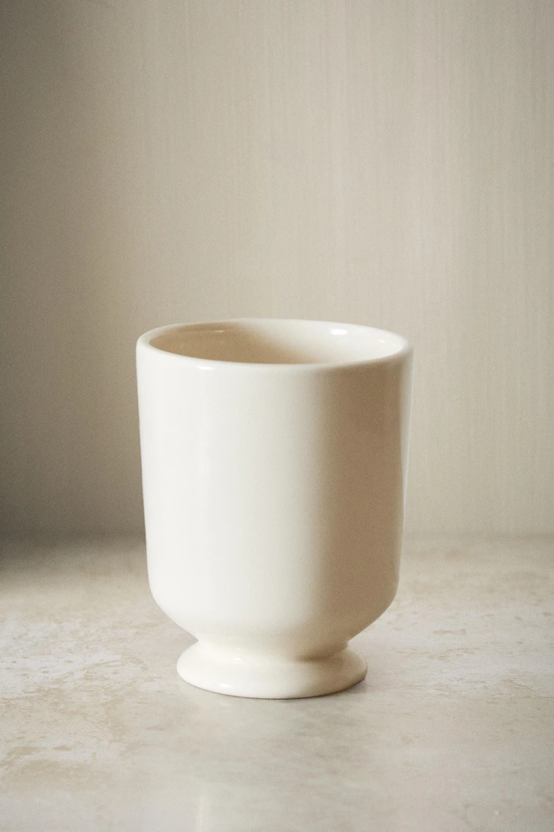 CREAM CERAMIC TOOTHBRUSH TUMBLER