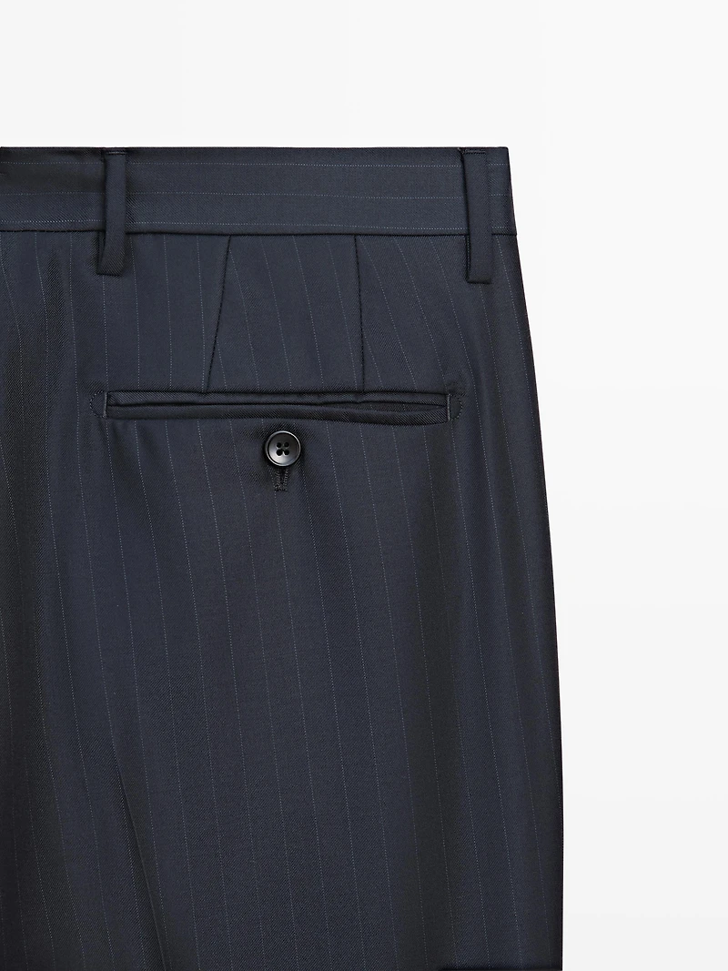 Pantalon de costume à rayures en laine froide