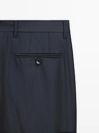 Pantalon de costume à rayures en laine froide