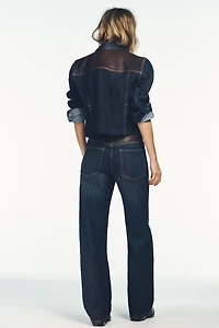 FAUX LEATHER DENIM EFFECT JACKET