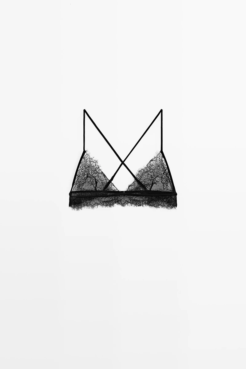Bralette dentelle détail bas ondulé