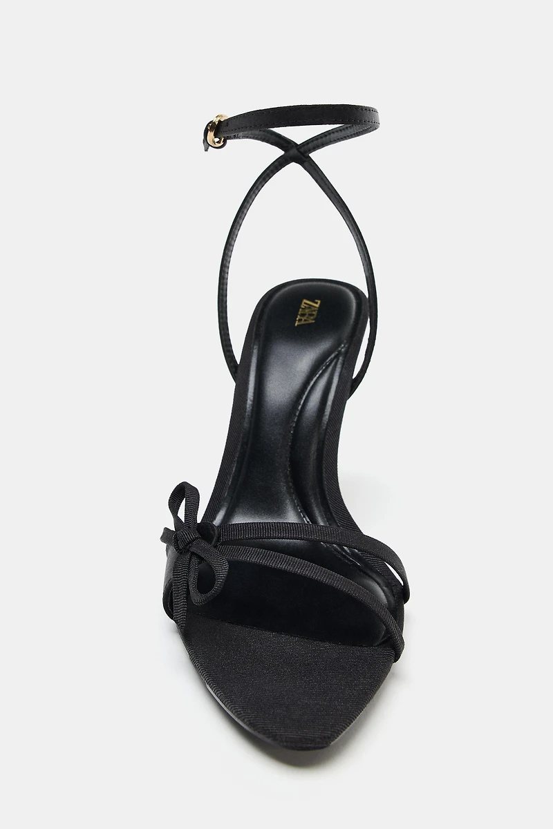 SATIN STRAPPY HEELED SANDALS
