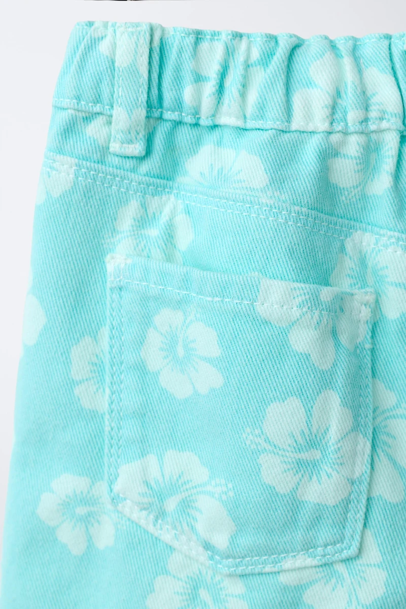 FLORAL MOM FIT TWILL SHORTS