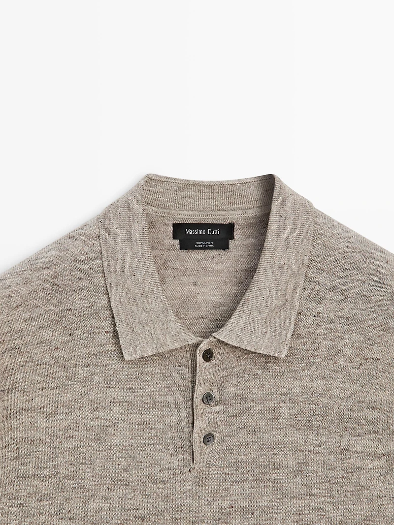 100% linen melange polo shirt