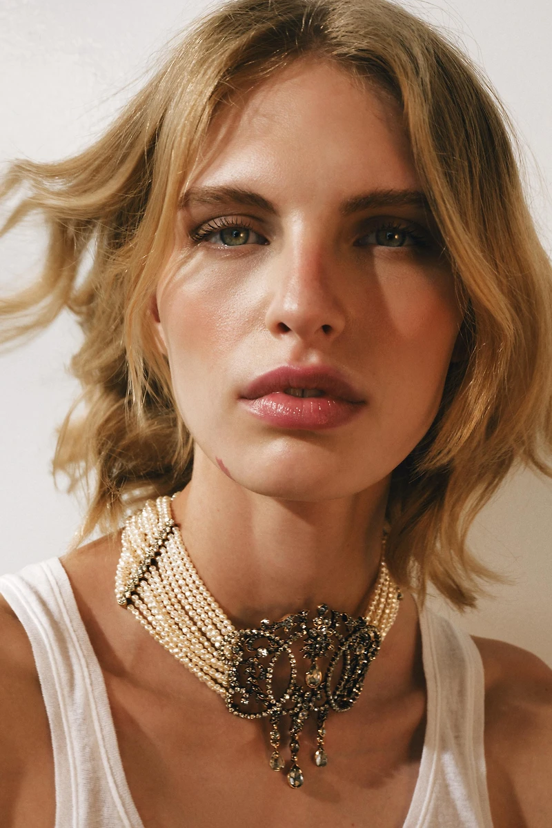 PEARL AND GEM CHOKER NECKLACE