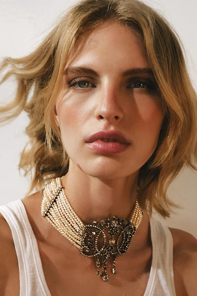 PEARL AND GEM CHOKER NECKLACE