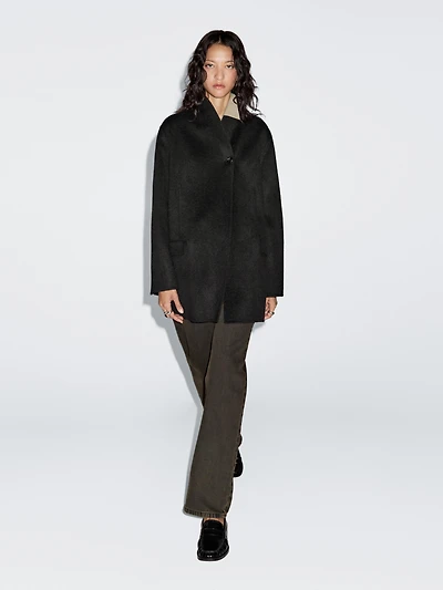 Wool blend high neck coat