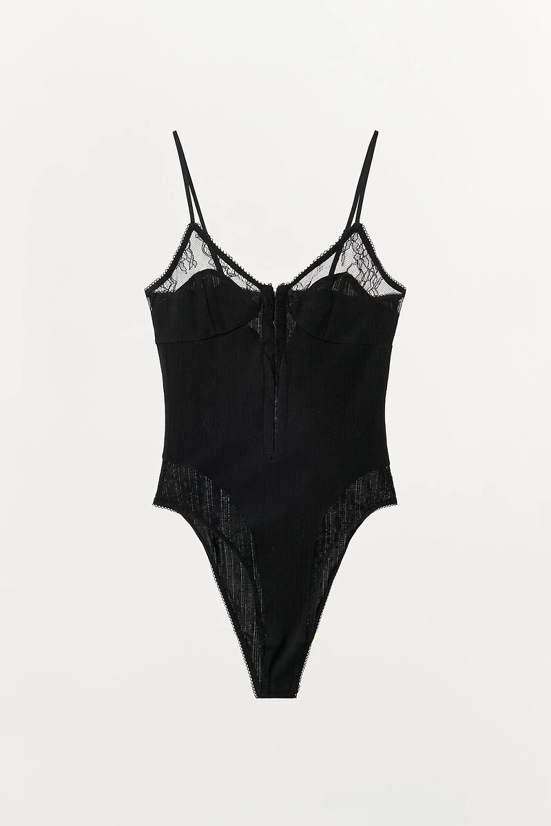 BODY POINTELLE AVEC DENTELLE