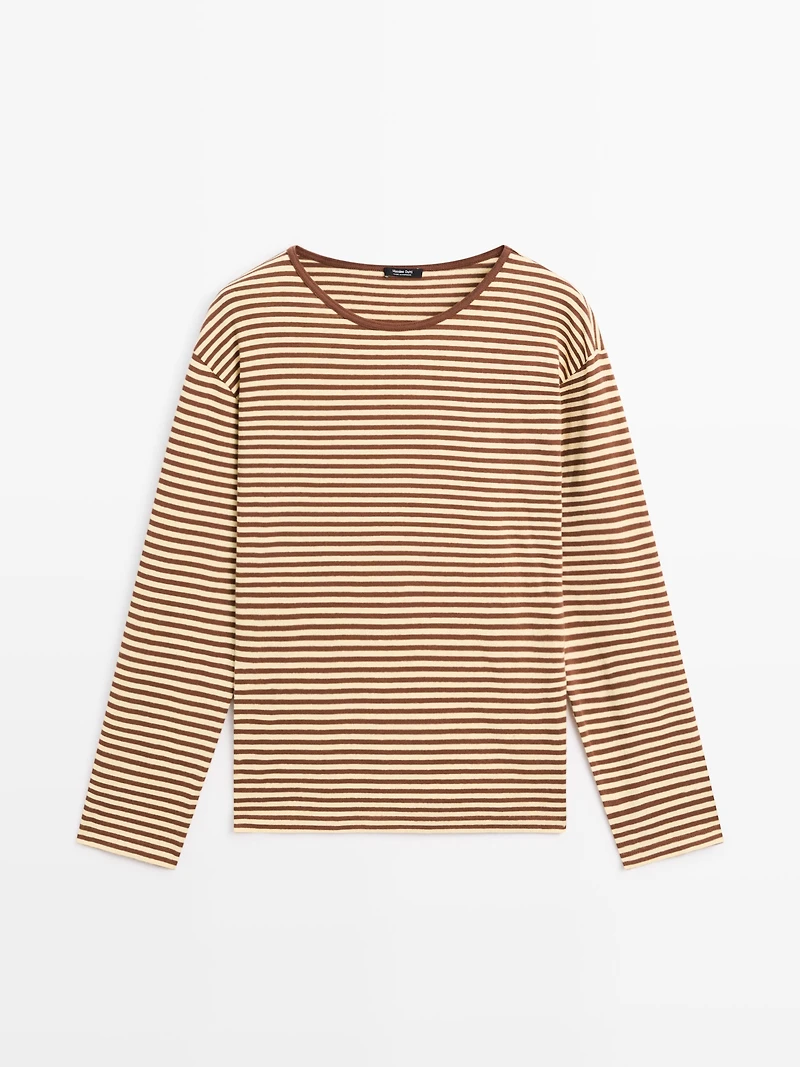Striped long sleeve cotton T-shirt